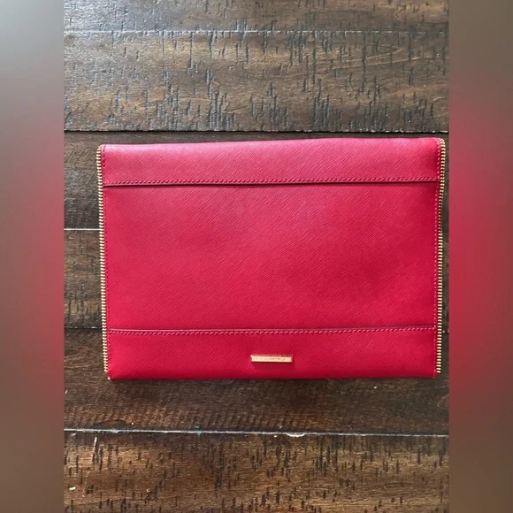 Rebecca  Minkoff Red Saffiano  Leather  Envelope Clutch - Picture 2 of 8